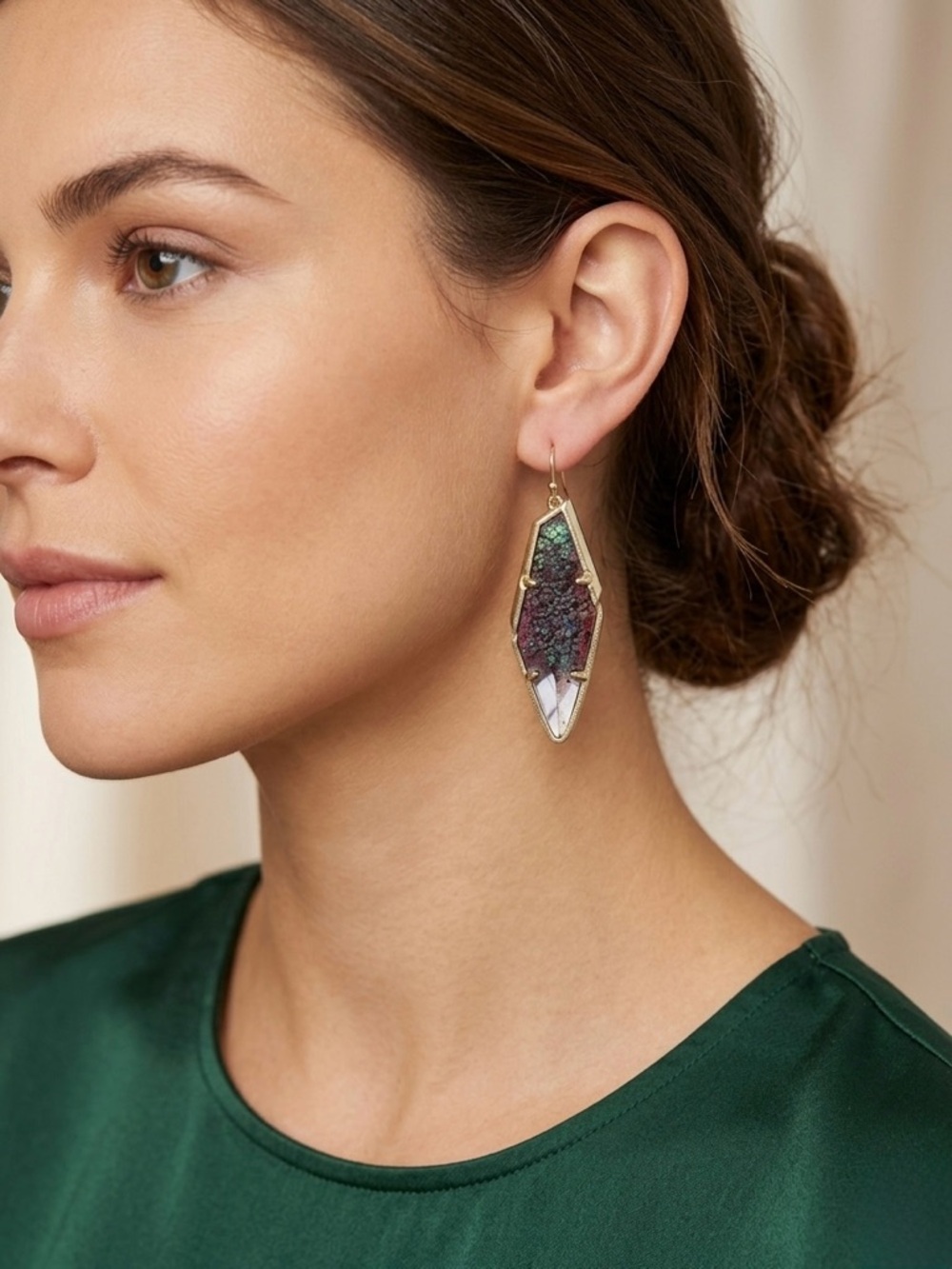 Kendra Scott Aragon Drop Earrings in Dichroic Glass & Gold - Dust Bag Included